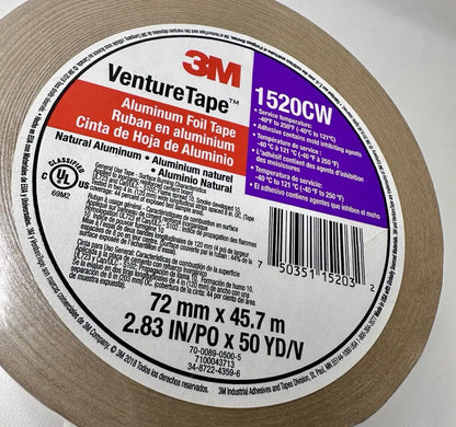 3M™ Venture Tape™ Aluminum Foil Tape 1520CW – 72 mm × 45.7 m, 16 Rolls/Case