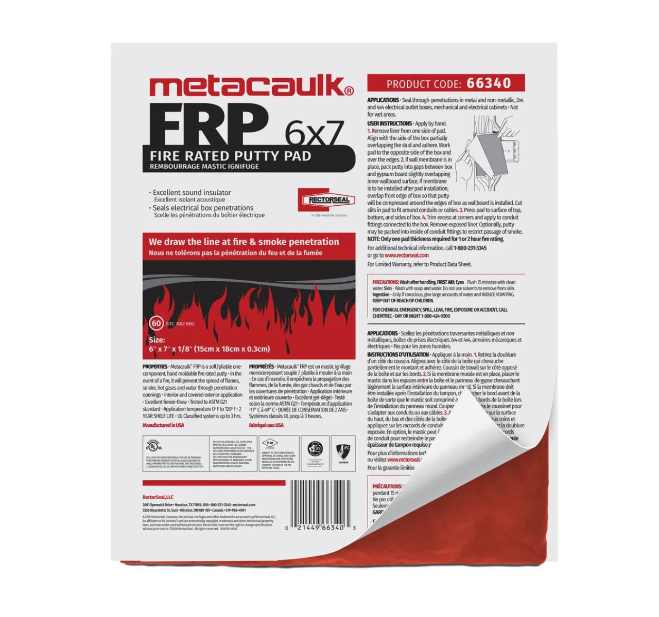 RectorSeal Metacaulk® Fire-Rated Putty Pads – 6" × 7"